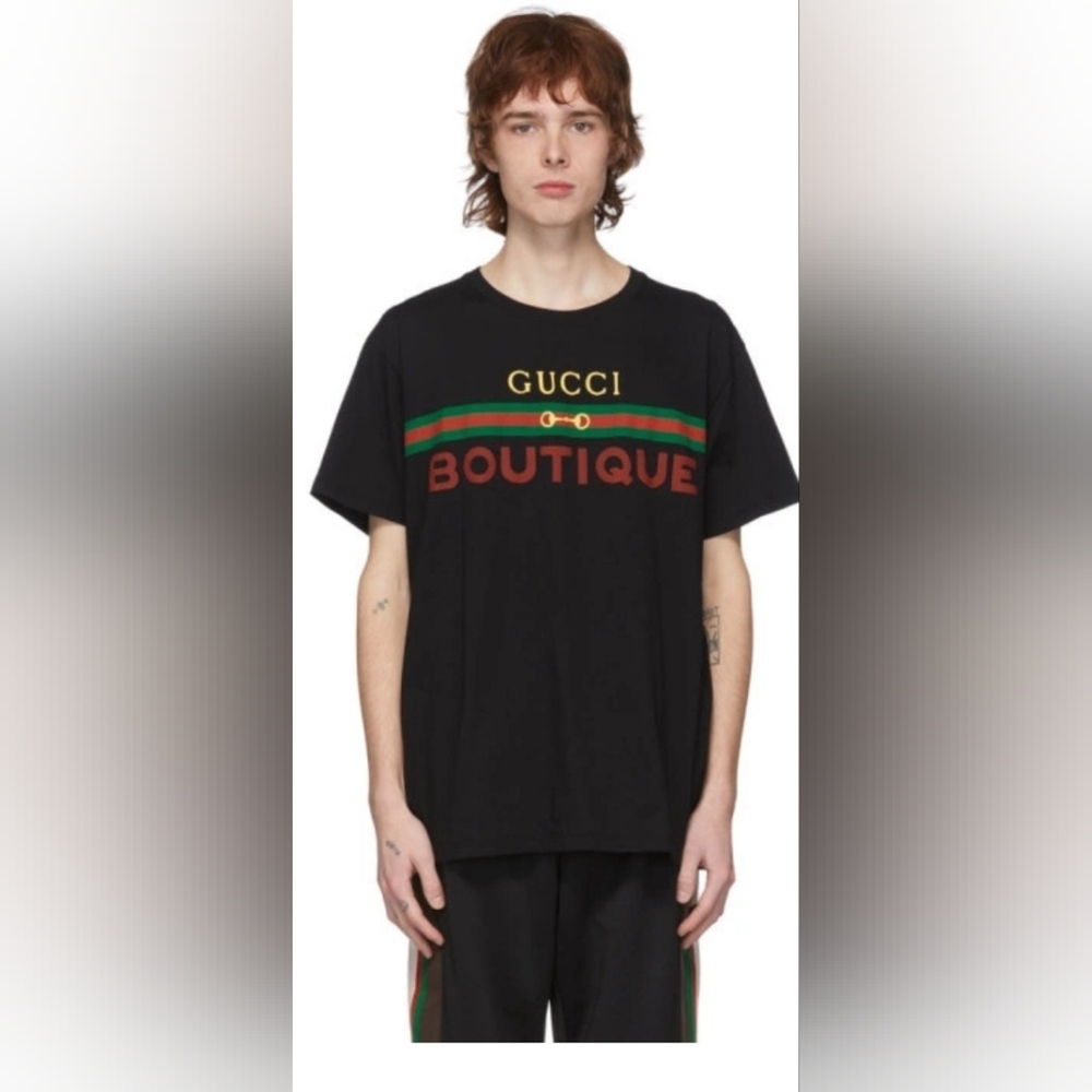 Gucci Black 'Boutique' Logo T-Shirt size S